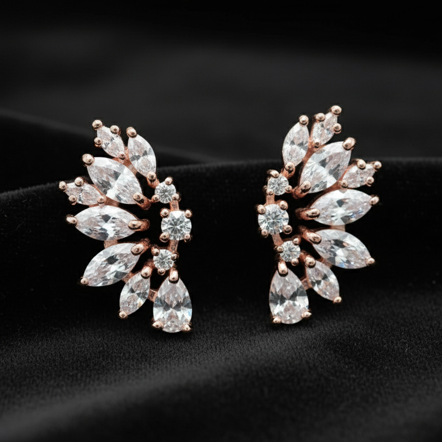 Rose Gold Crystal Wedding Earrings