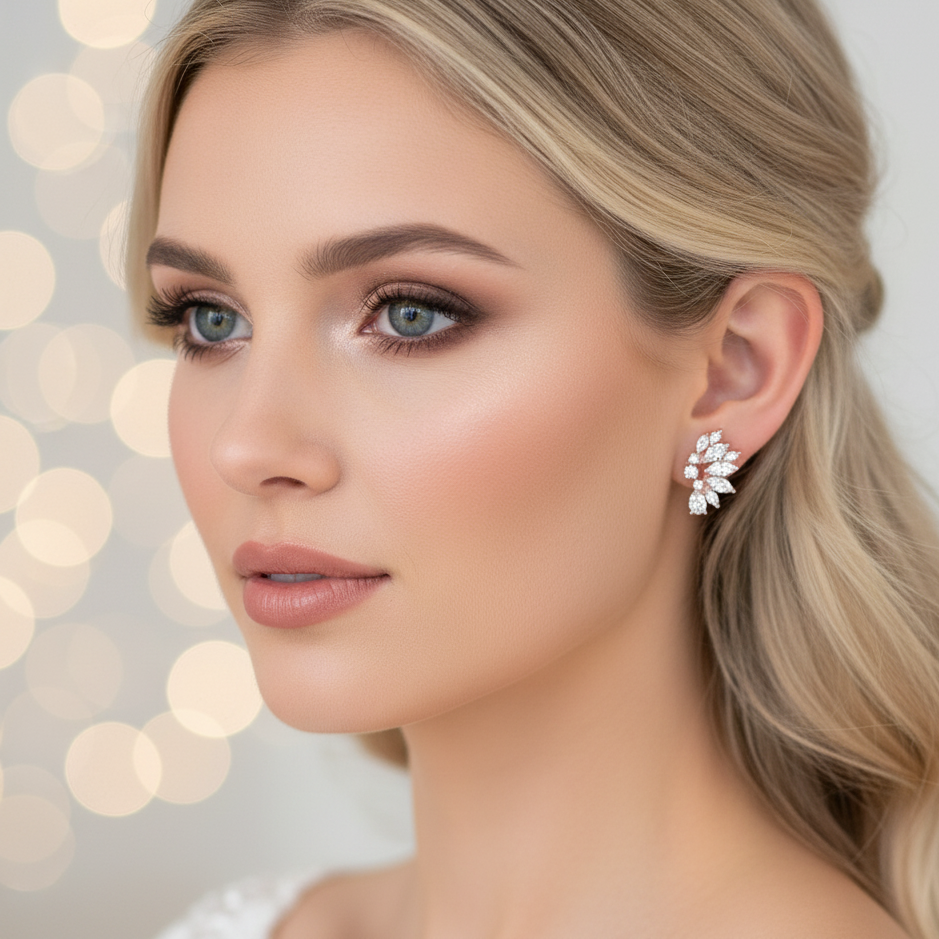 Rose Gold Crystal Wedding Earrings