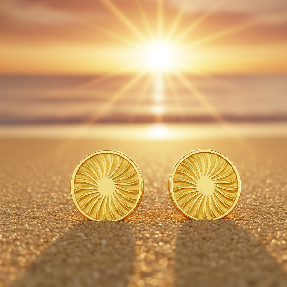 Gold Sunburst Stud Earrings