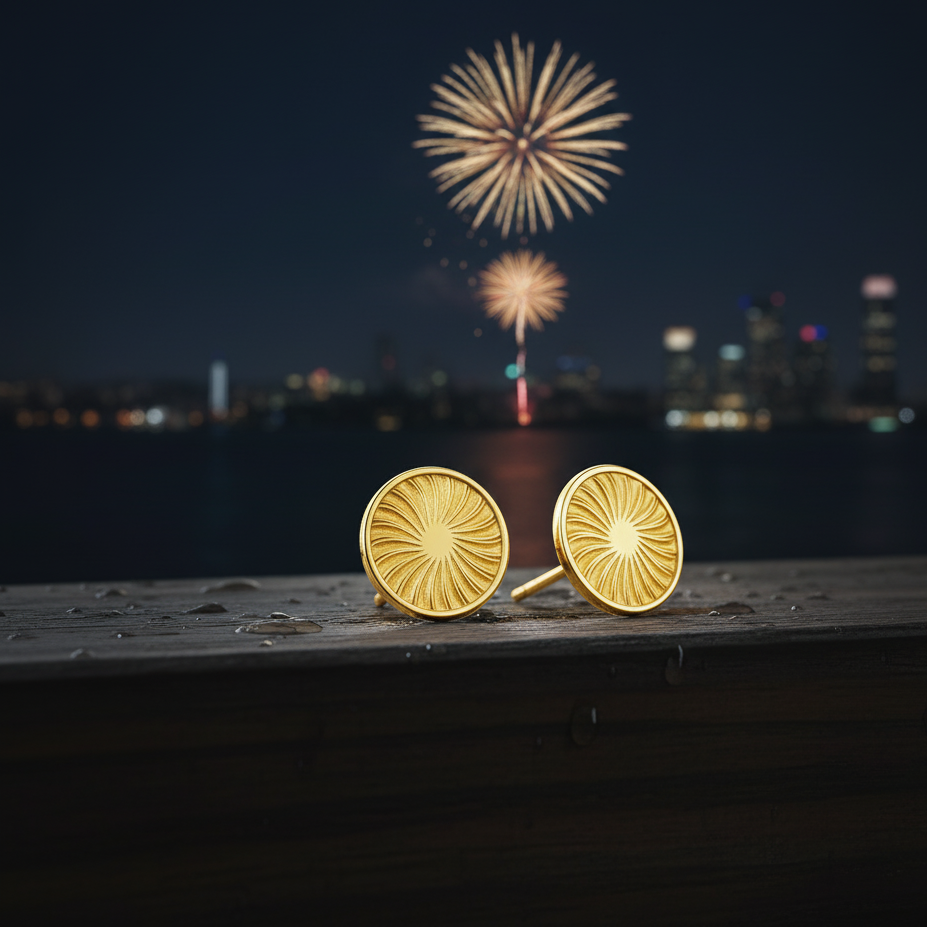 Gold Sunburst Stud Earrings