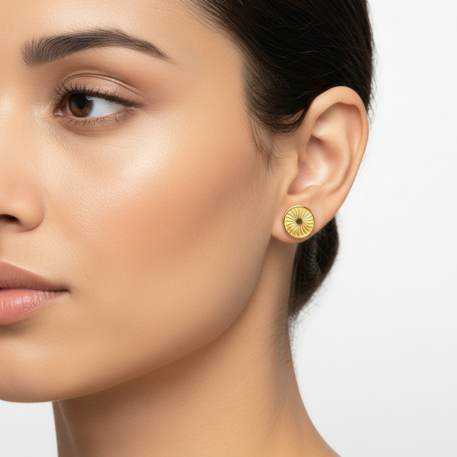 Gold Sunburst Stud Earrings