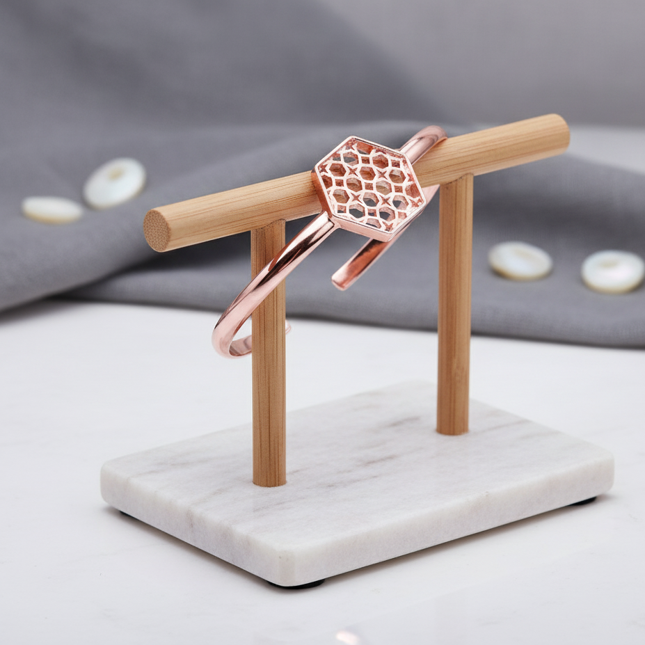Rose Gold Hex Filigree Bracelet