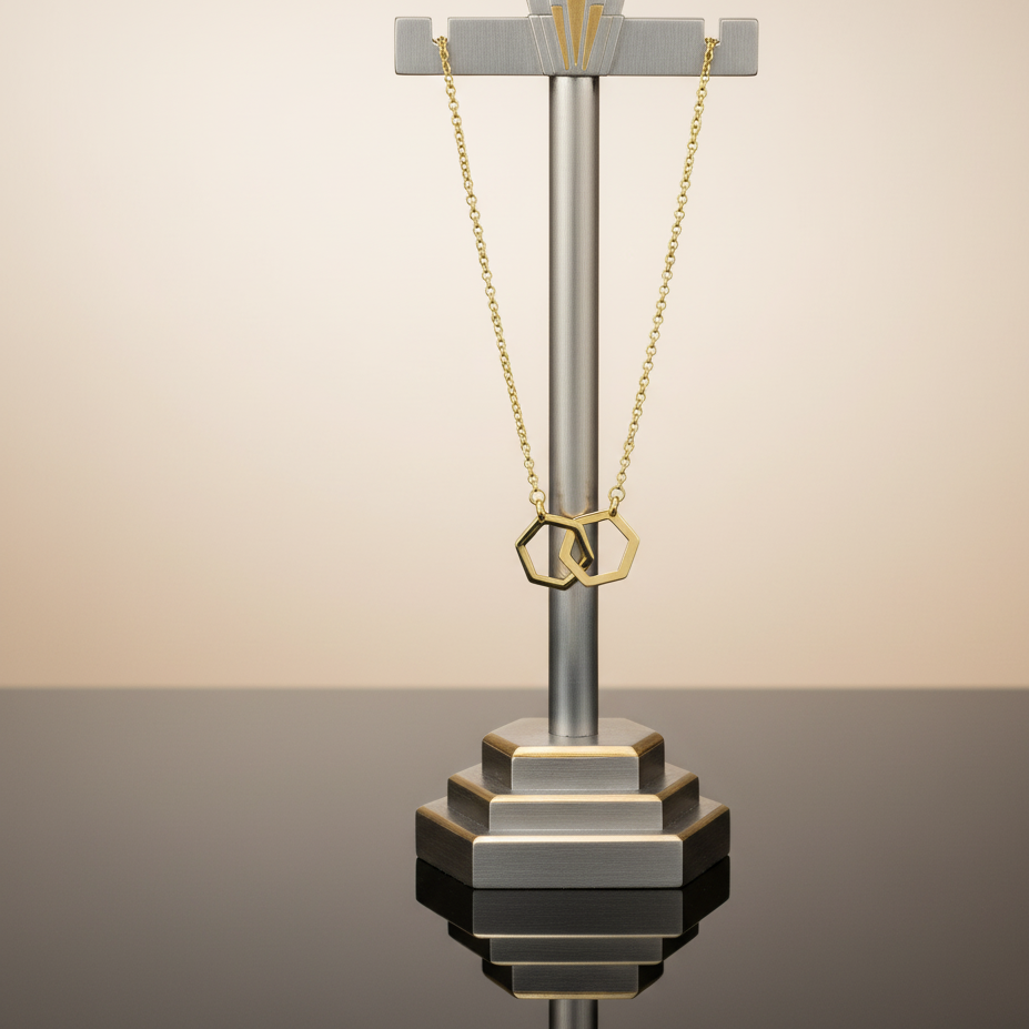 Gold Interlocking Hex Necklace