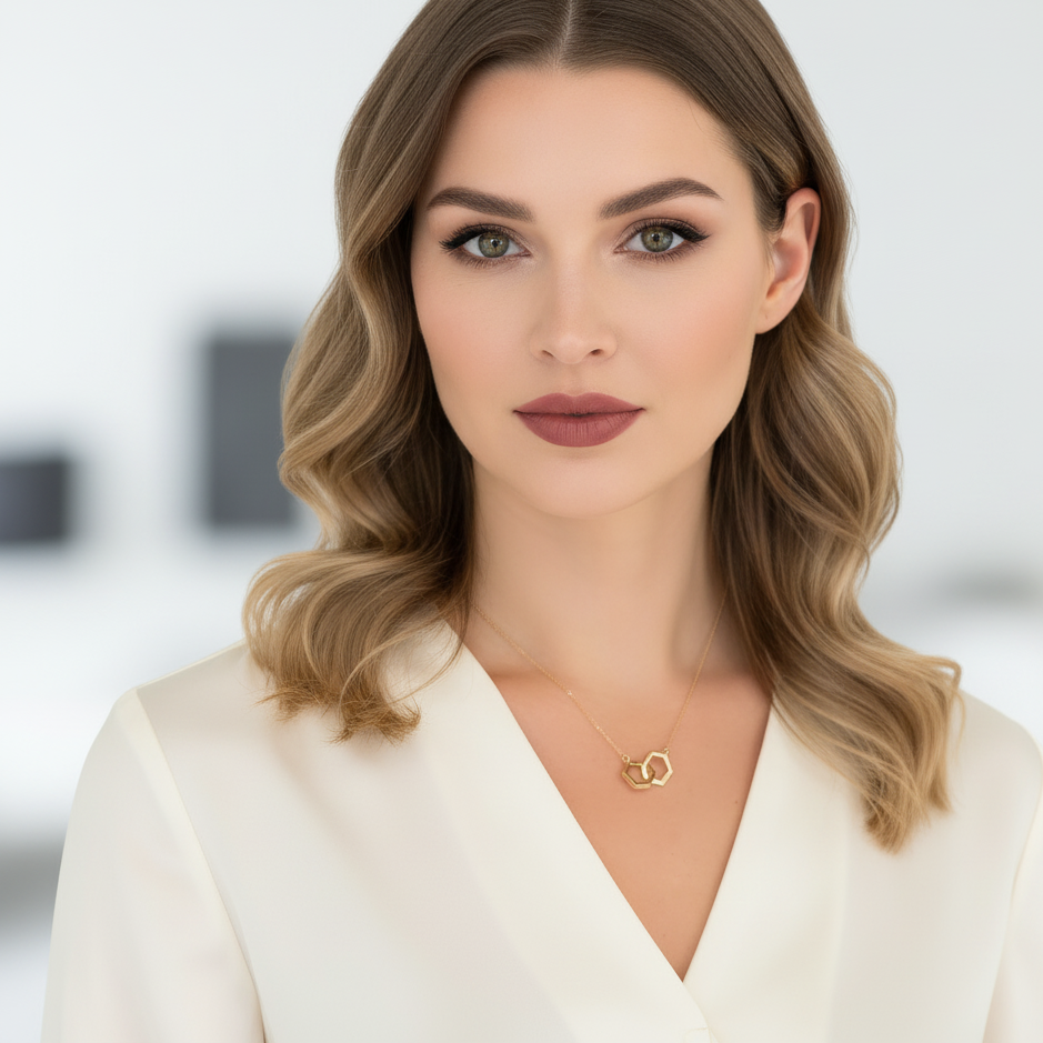 Gold Interlocking Hex Necklace