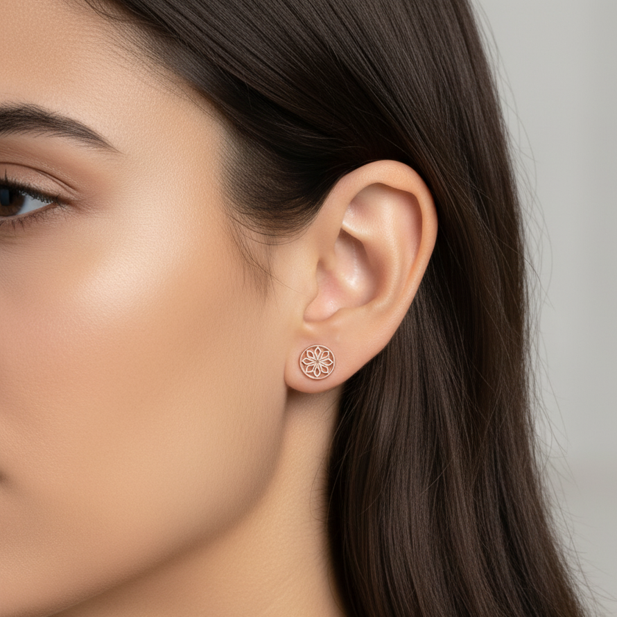 Rose Gold Star Stud Earrings