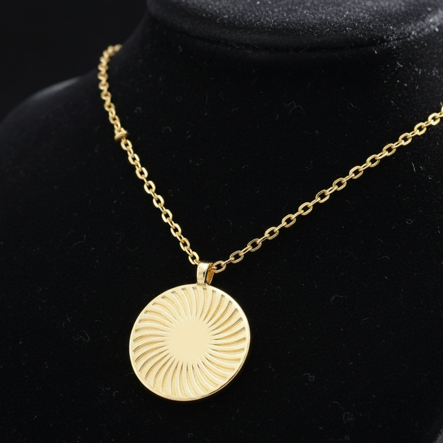 Gold Sunburst Pendant Necklace