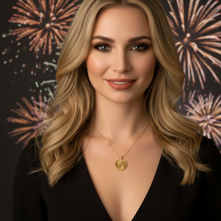 Gold Sunburst Pendant Necklace