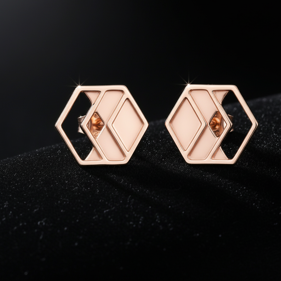 Rose Gold Chevron Stud Earrings