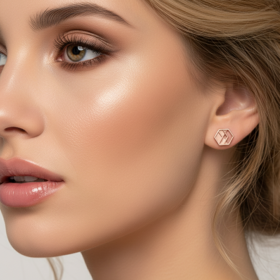Rose Gold Chevron Stud Earrings