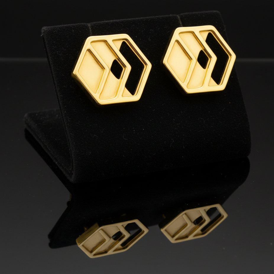 Gold Chevron Stud Earrings