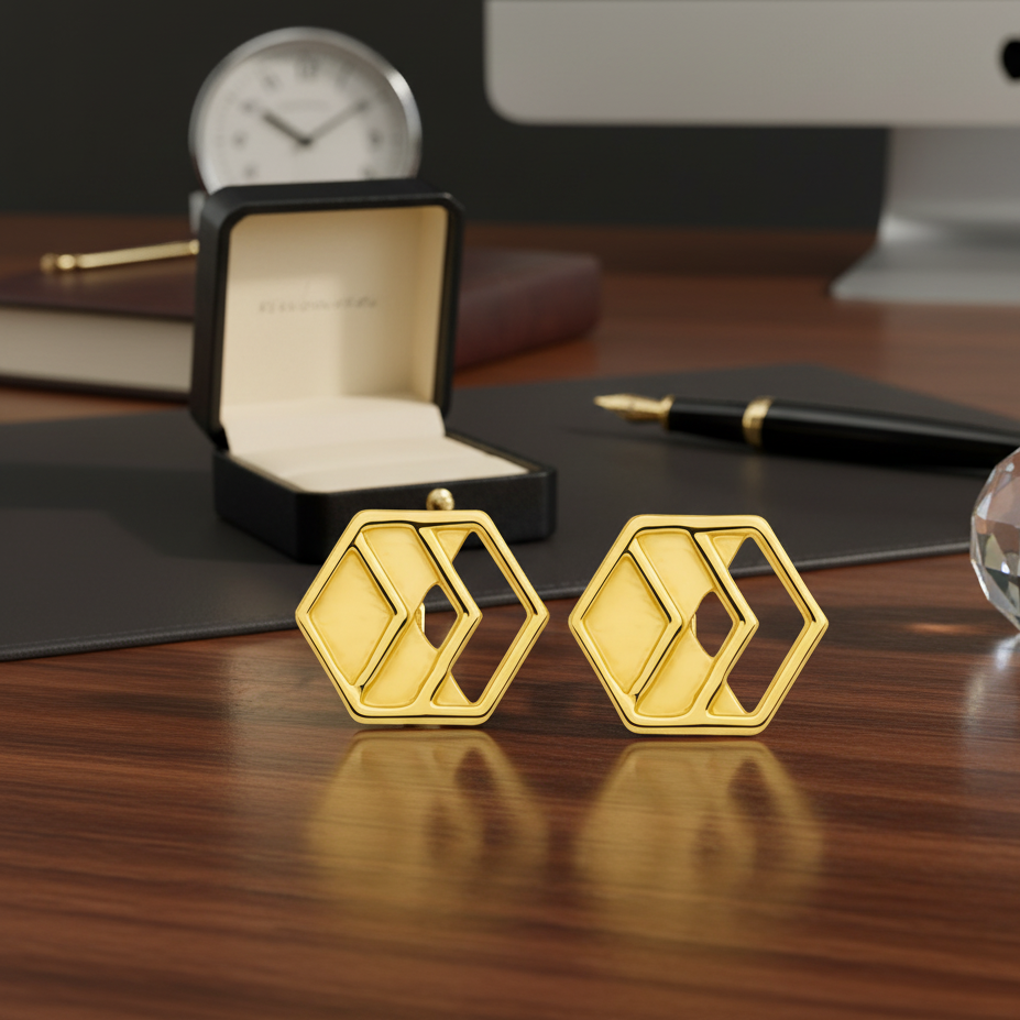 Gold Chevron Stud Earrings