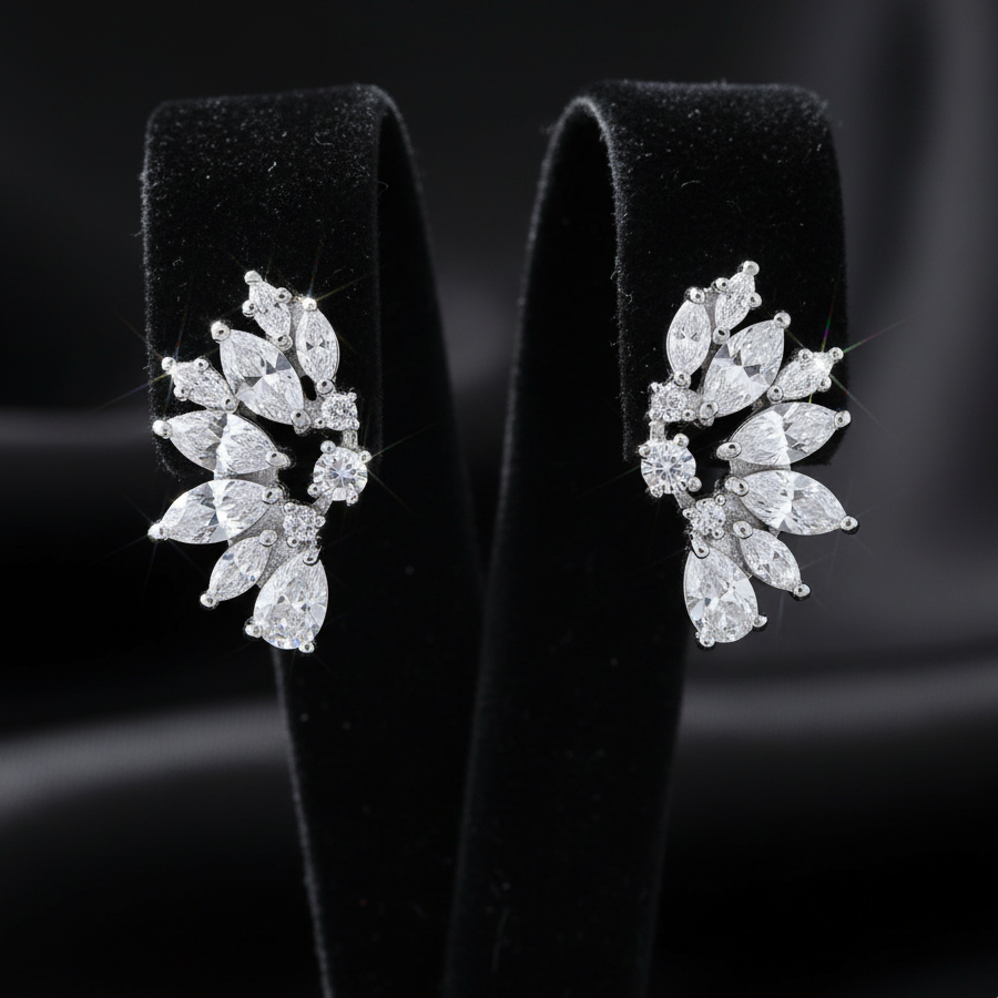 Sterling Silver CZ Wedding Earrings