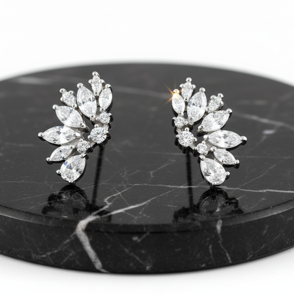 Sterling Silver CZ Wedding Earrings