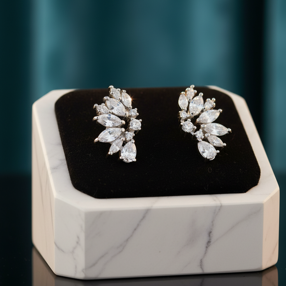 Sterling Silver CZ Wedding Earrings