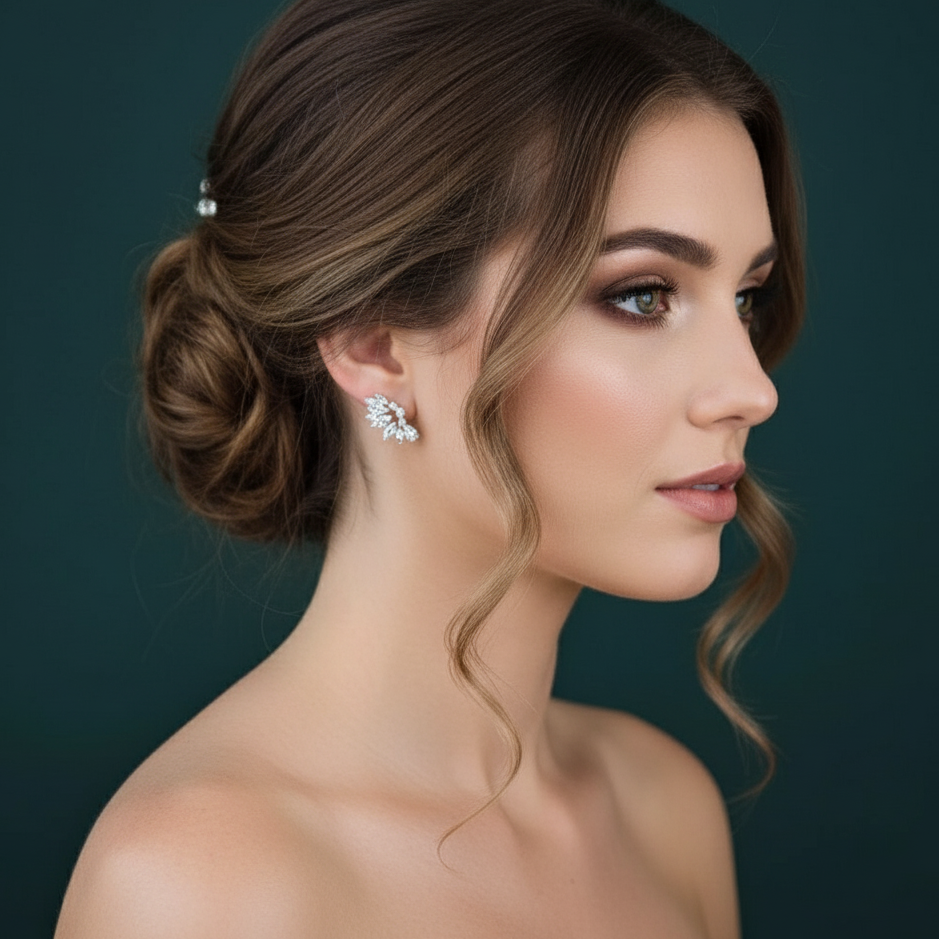 Sterling Silver CZ Wedding Earrings