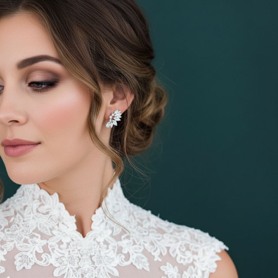 Sterling Silver CZ Wedding Earrings