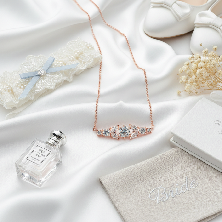 Rose Gold Crystal Bar Necklace