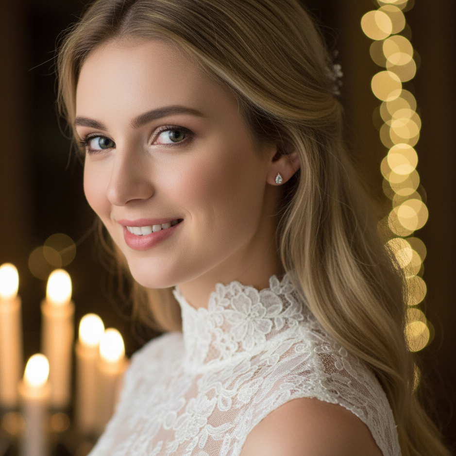 Rose Gold Pear Shaped Crystal Earrings