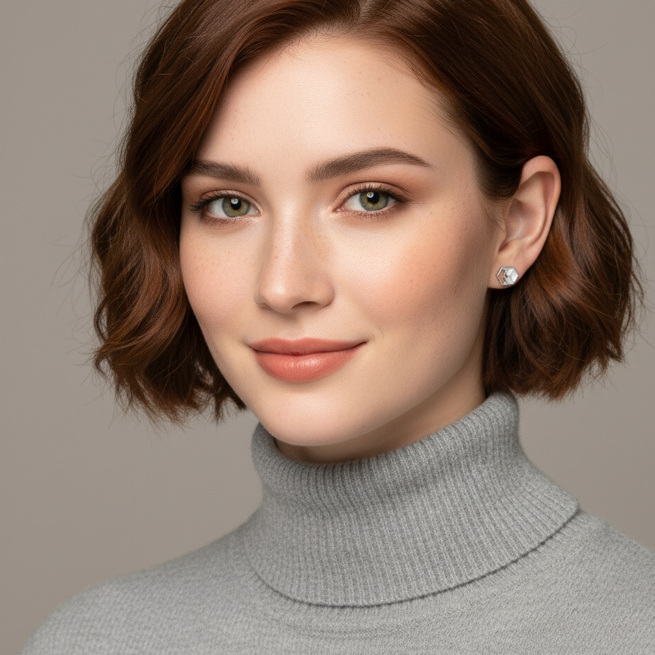 Silver Chevron Stud Earrings