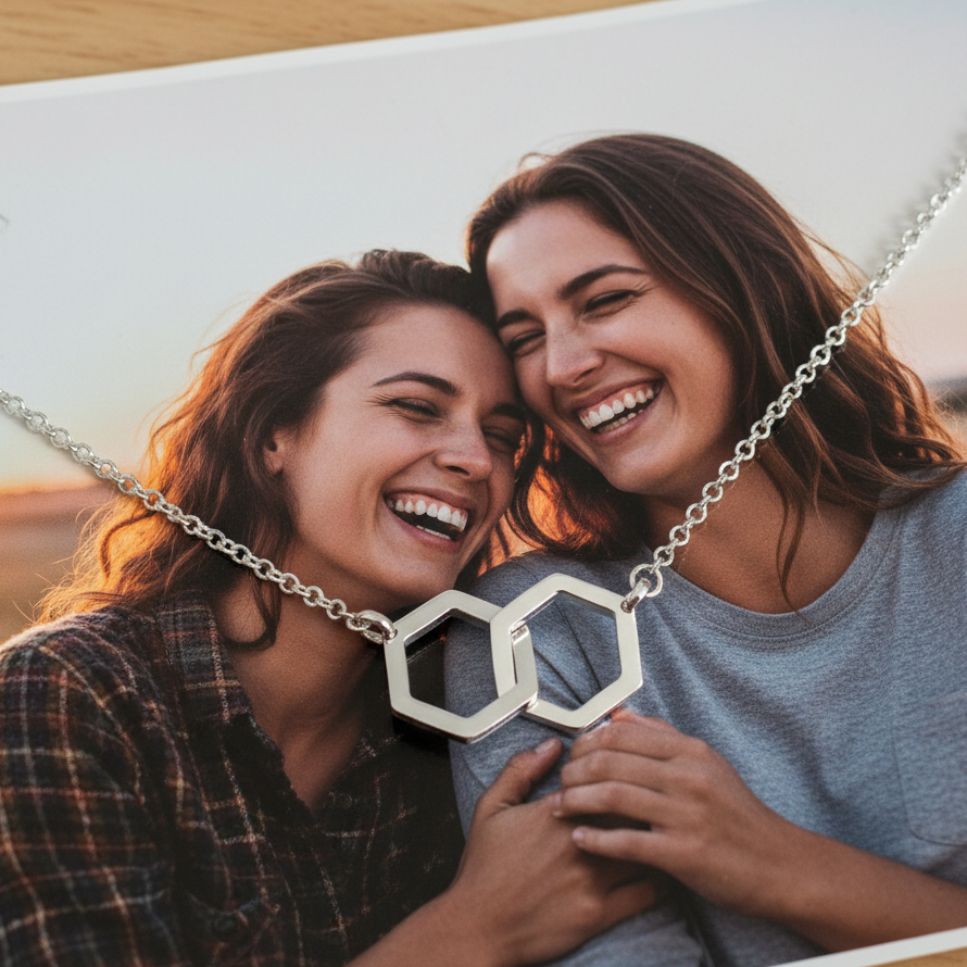 Silver Interlocking Hex Necklace
