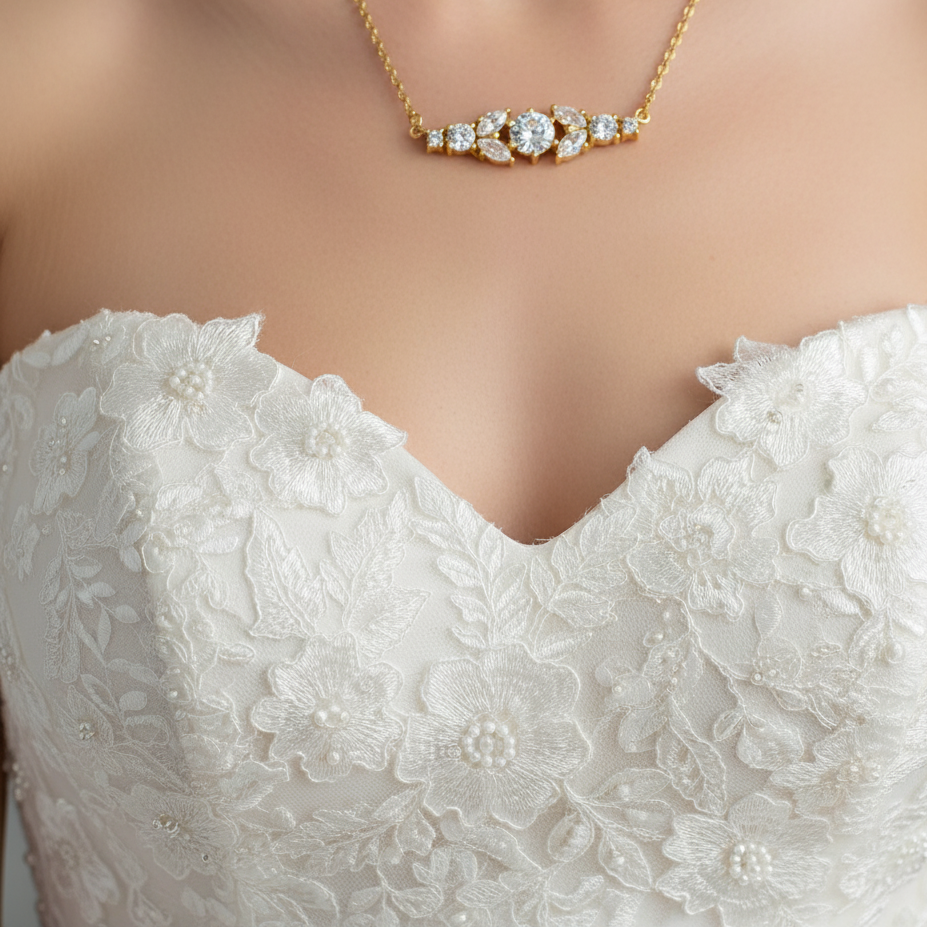 Gold Crystal Bar Necklace