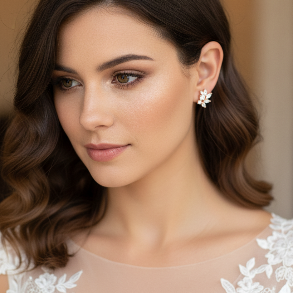 Rose Gold CZ Bridal Earrings