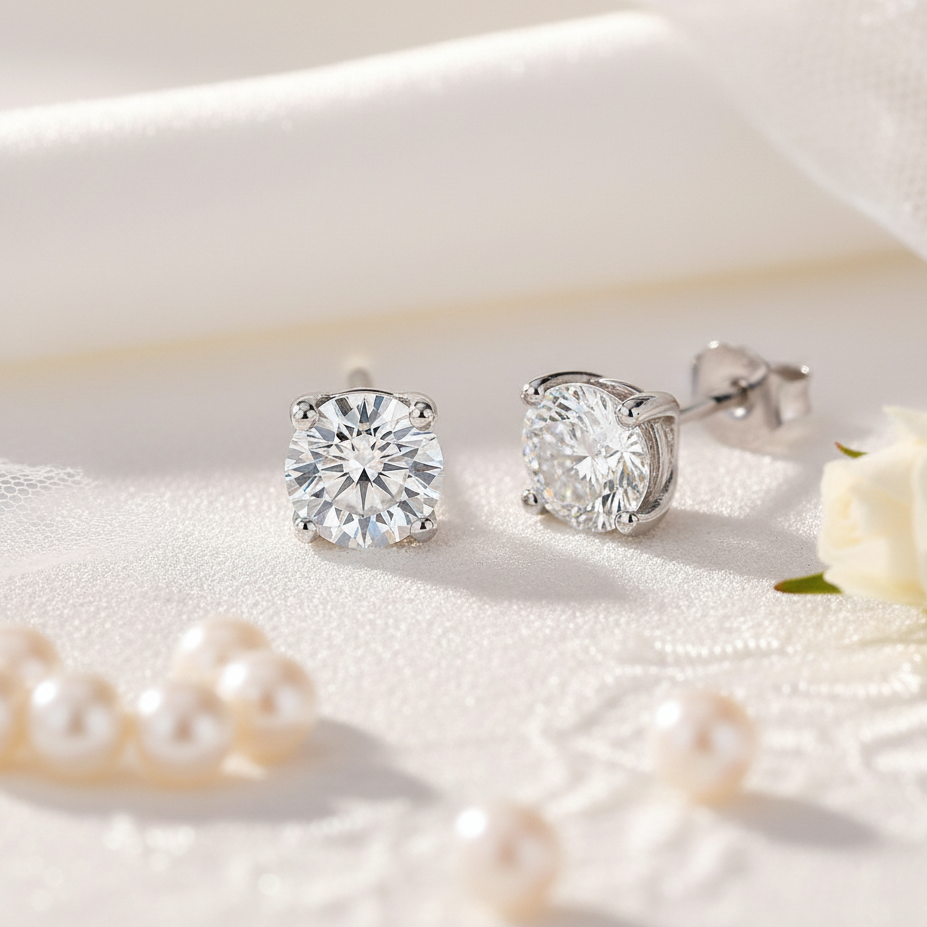 Silver Minimalist CZ Earrings