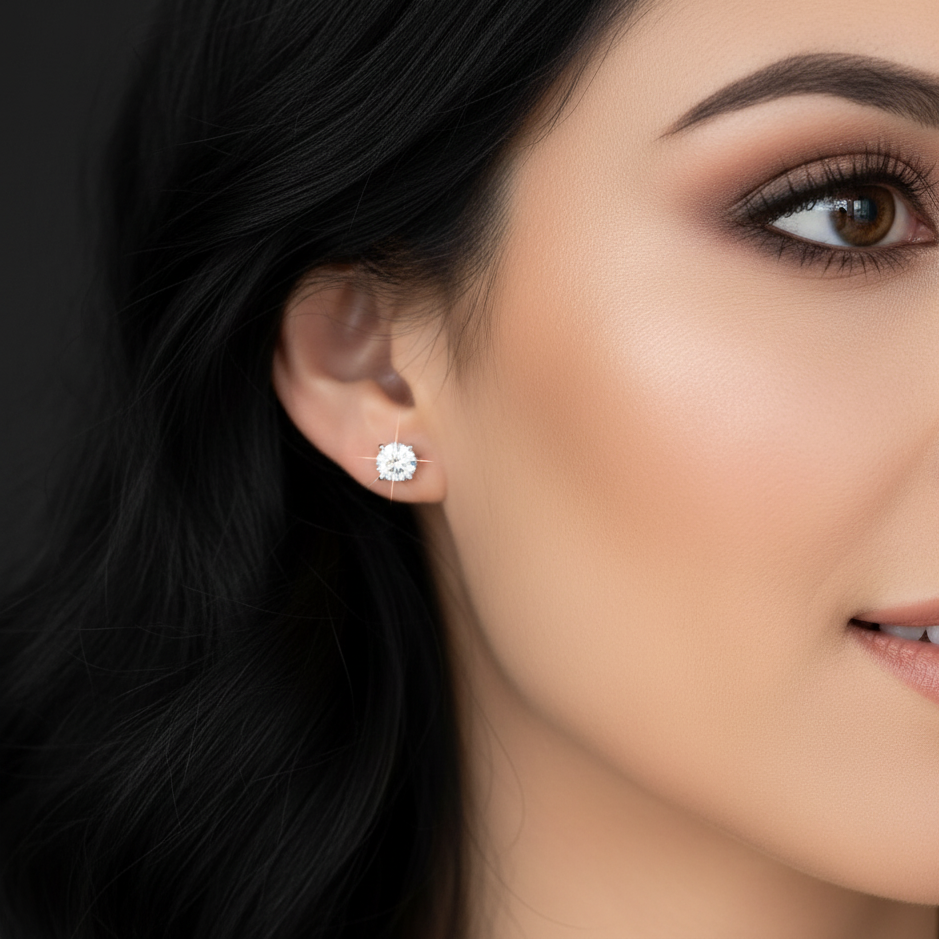 Silver Minimalist CZ Earrings