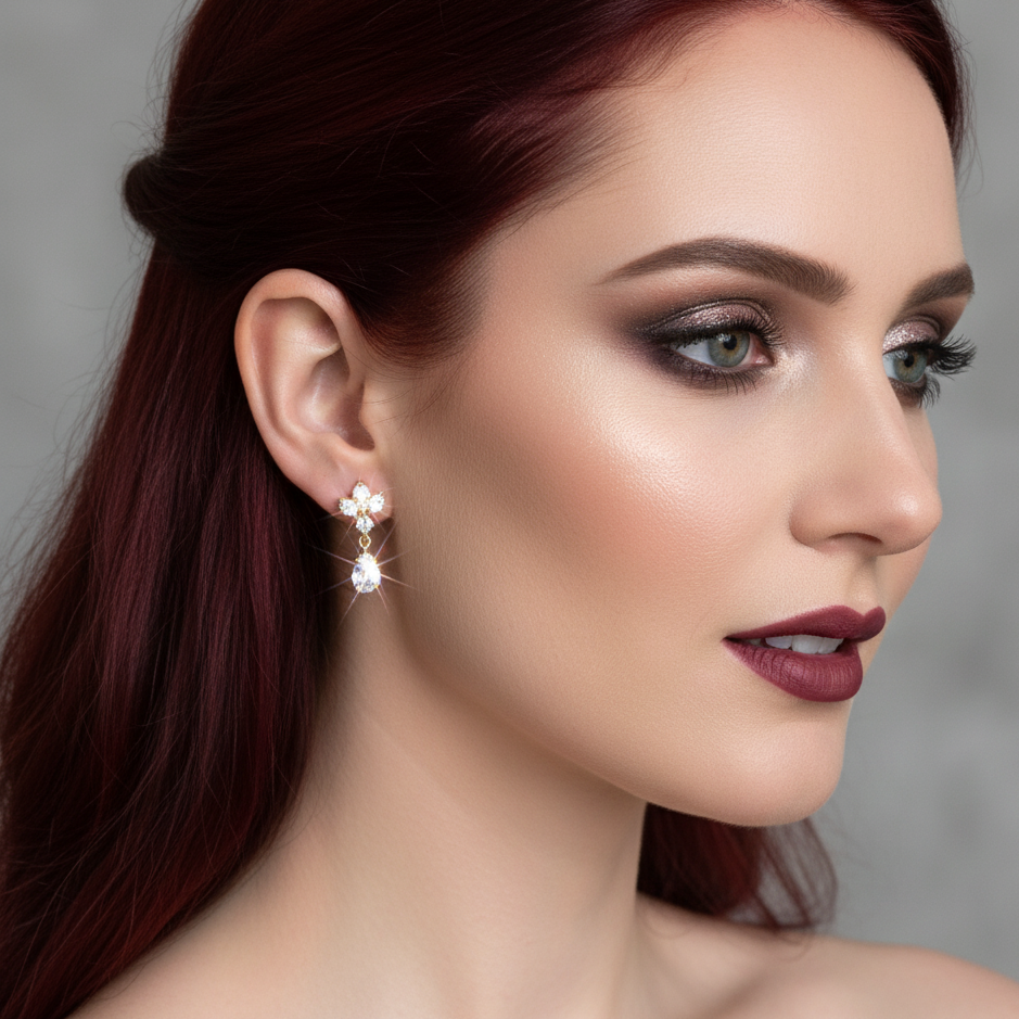 Gold Antique Chandelier CZ Teardrop Earrings