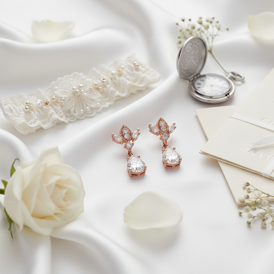 Rose Gold Antique Chandelier CZ Drop Earrings