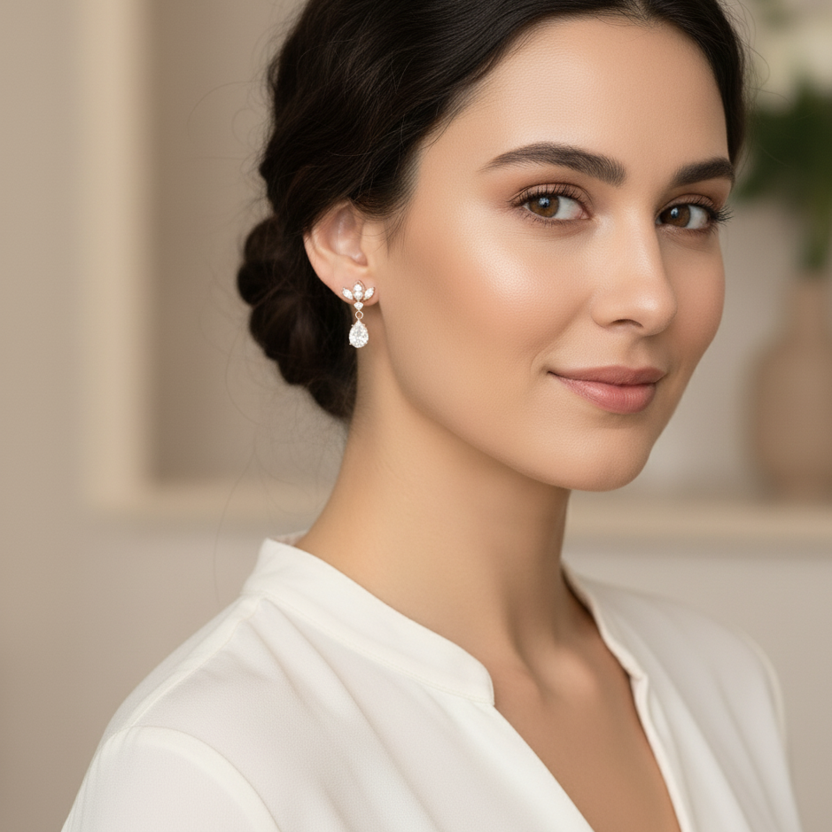 Rose Gold Antique Chandelier CZ Drop Earrings