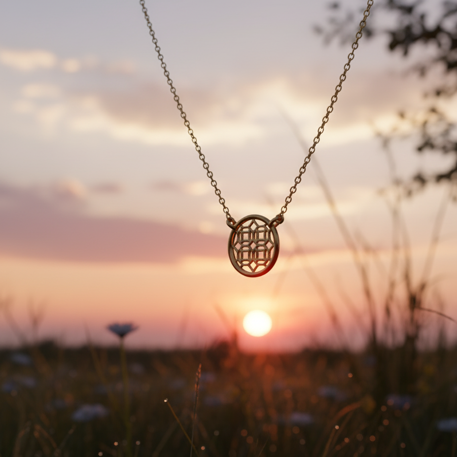 Gold Round Lace Filigree Necklace