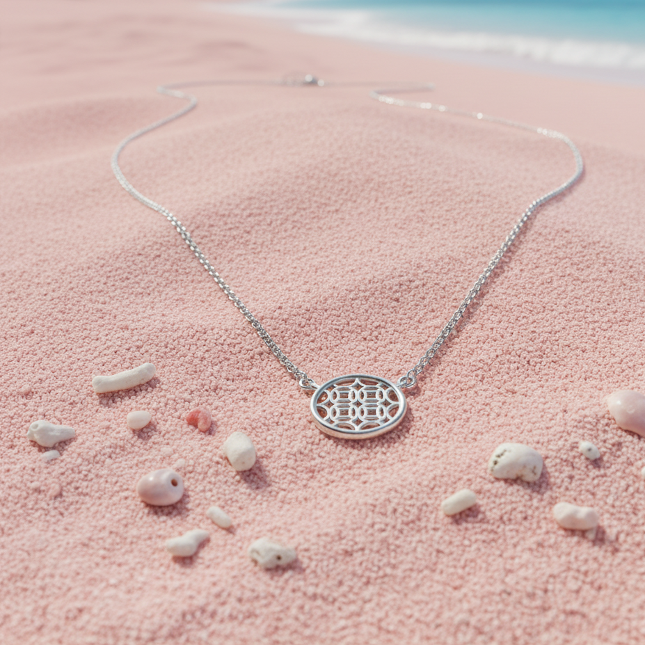 Silver Round Lace Filigree Necklace