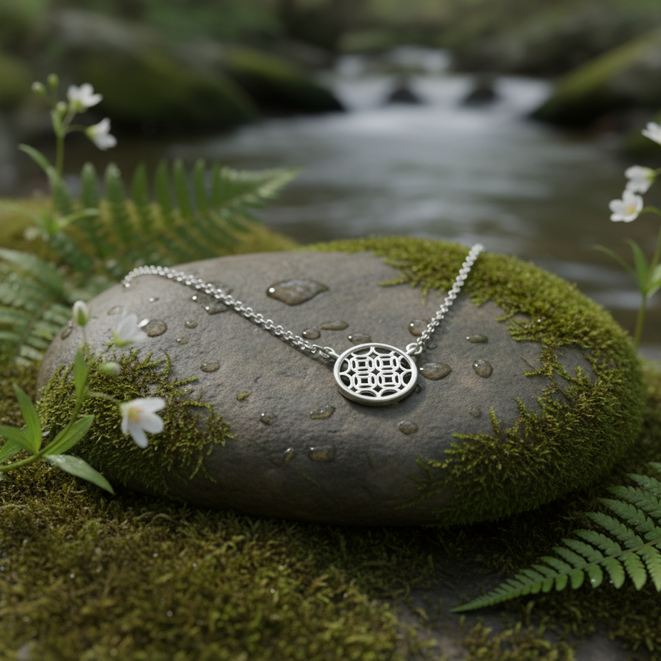 Silver Round Lace Filigree Necklace