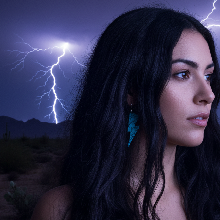 Lightning Bolt Blue Turquoise Gibbsite Earrings