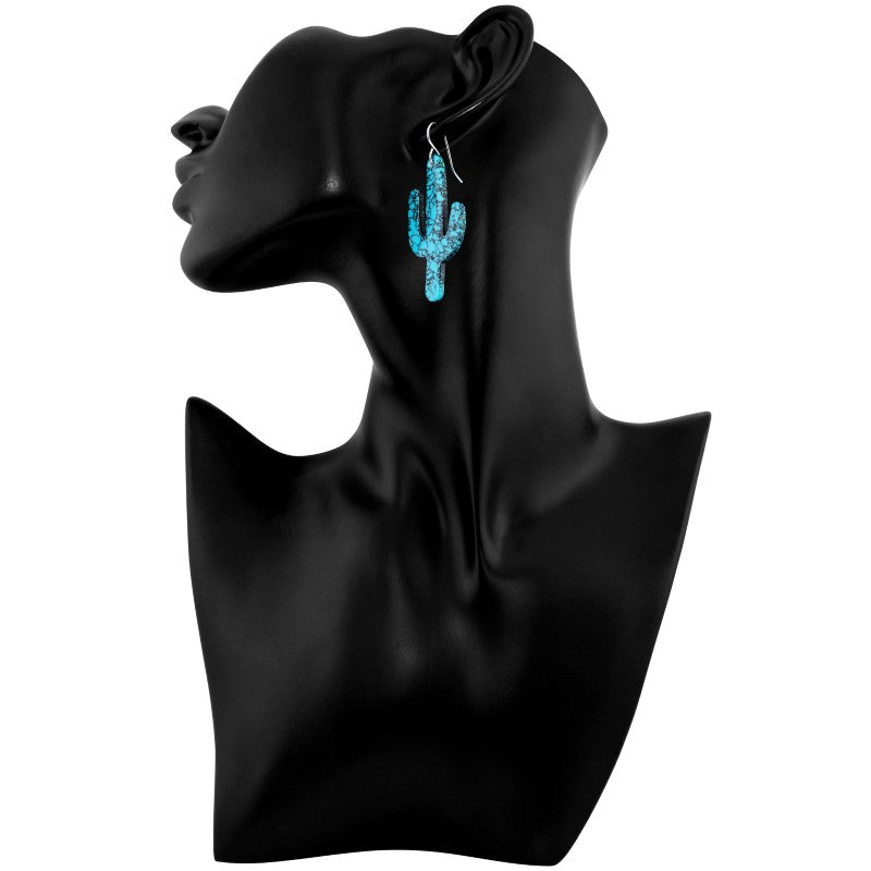 Turquoise Gibbsite Cactus Earrings