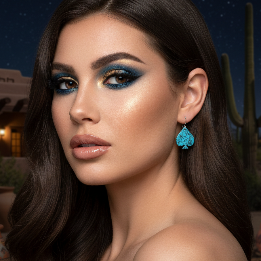 Blue Turquoise Gibbsite Spade Earrings