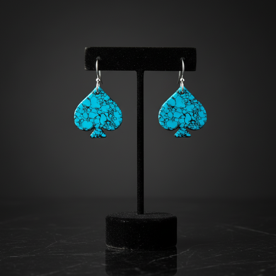 Blue Turquoise Gibbsite Spade Earrings