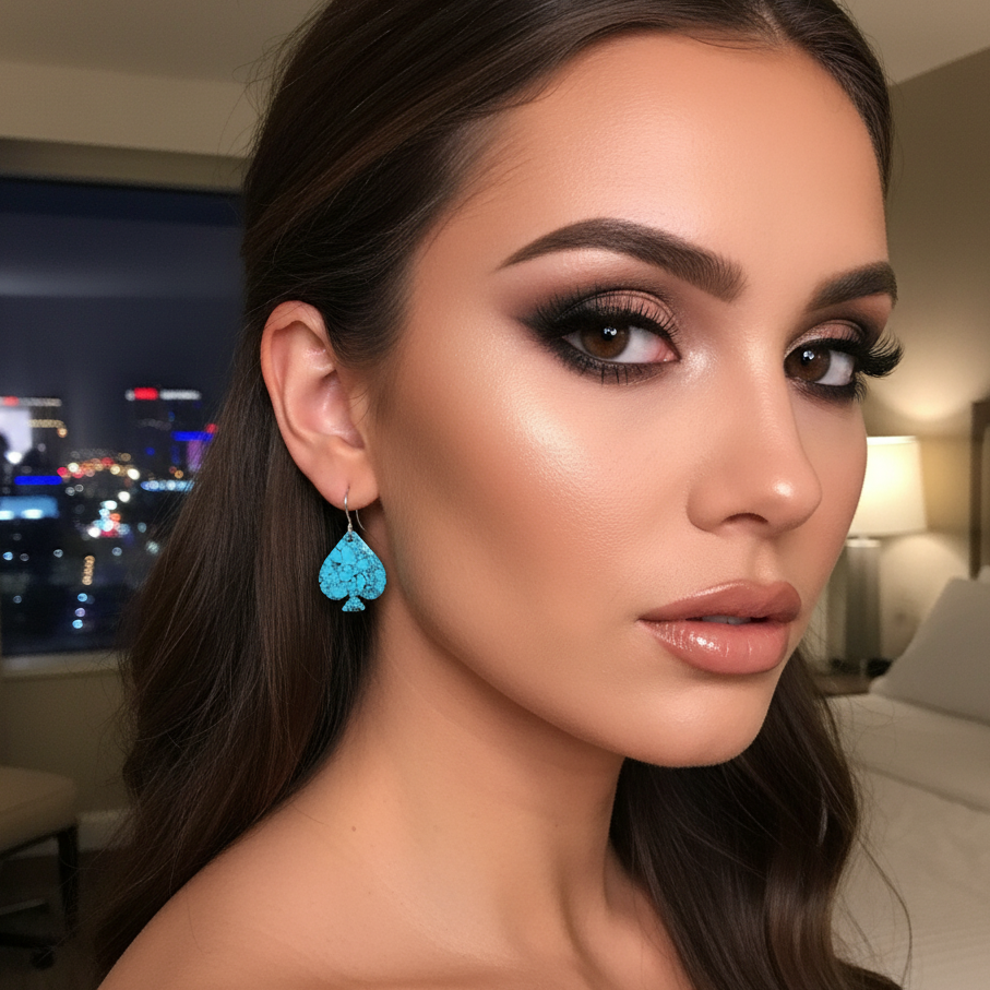 Blue Turquoise Gibbsite Spade Earrings