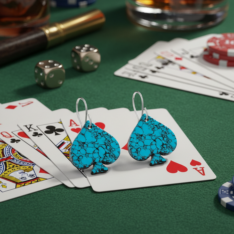 Blue Turquoise Gibbsite Spade Earrings
