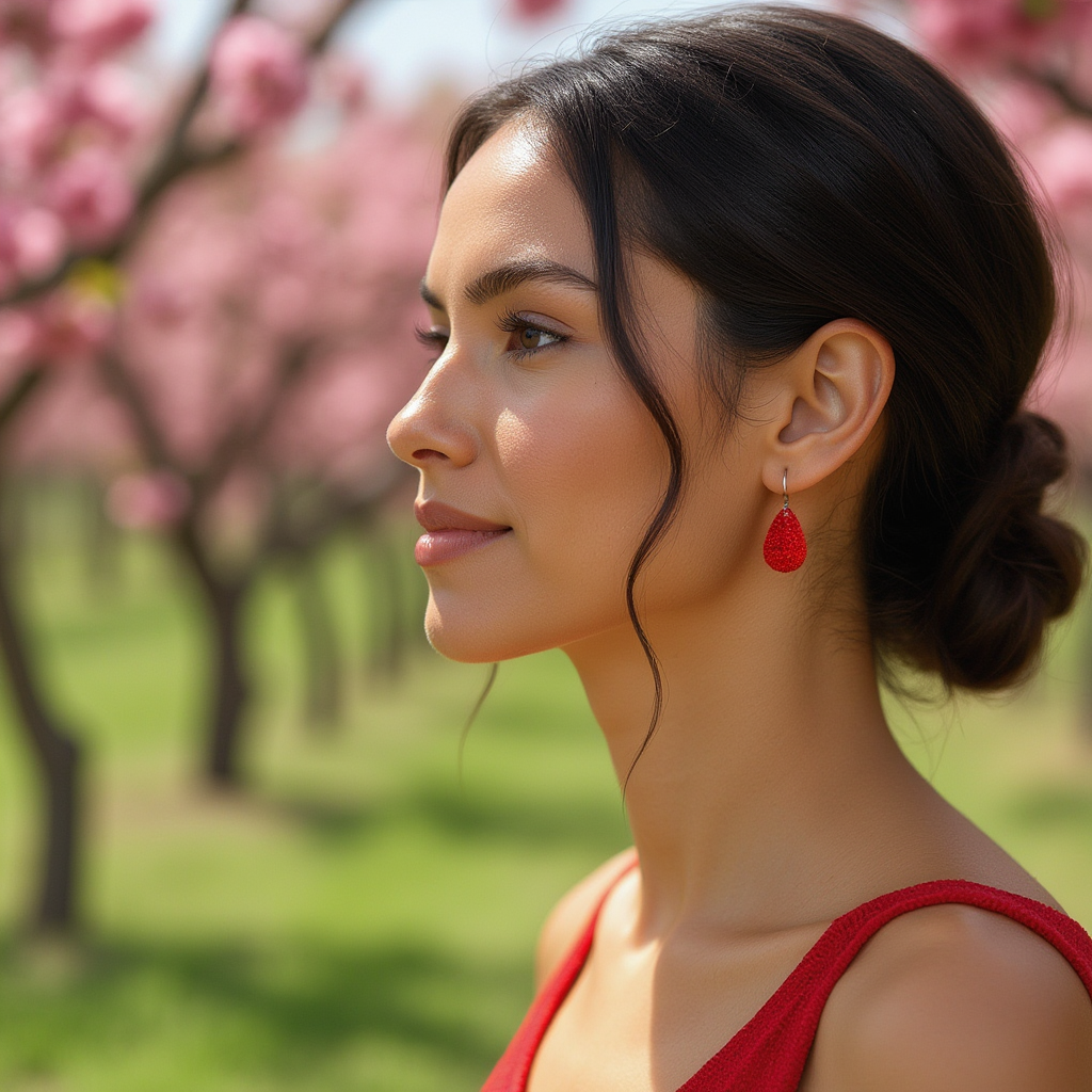 Red Opal Teardrop Earring, Small