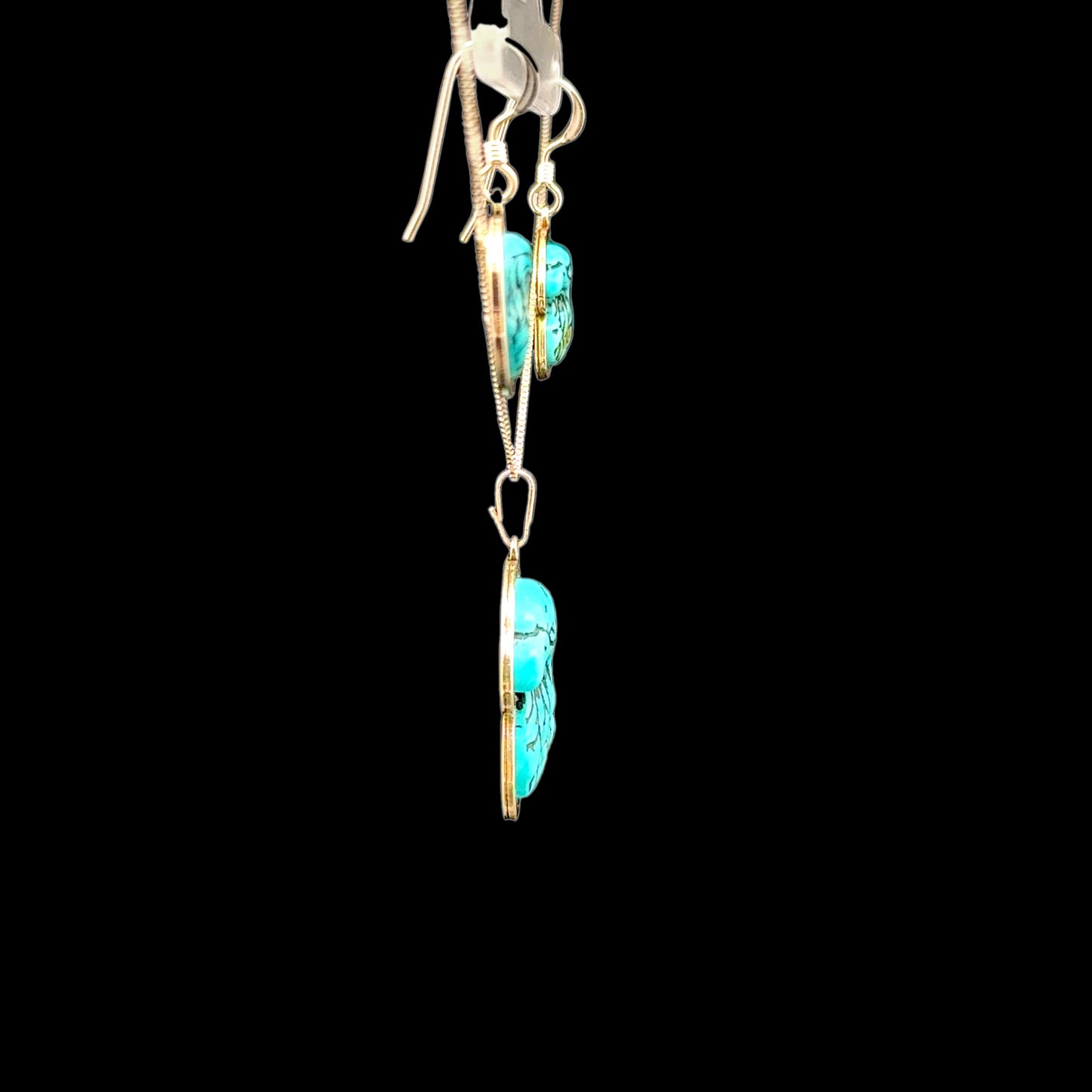 Sterling Silver Turquoise Eagle Pendant & Earrings Set