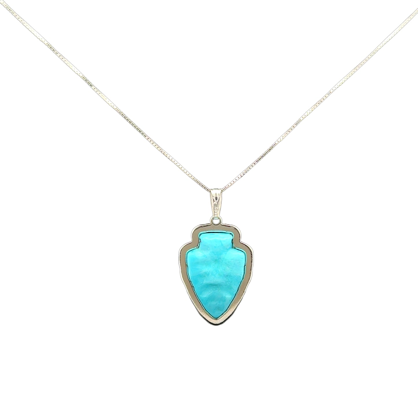 Sterling Silver Turquoise Arrowhead Pendant Necklace