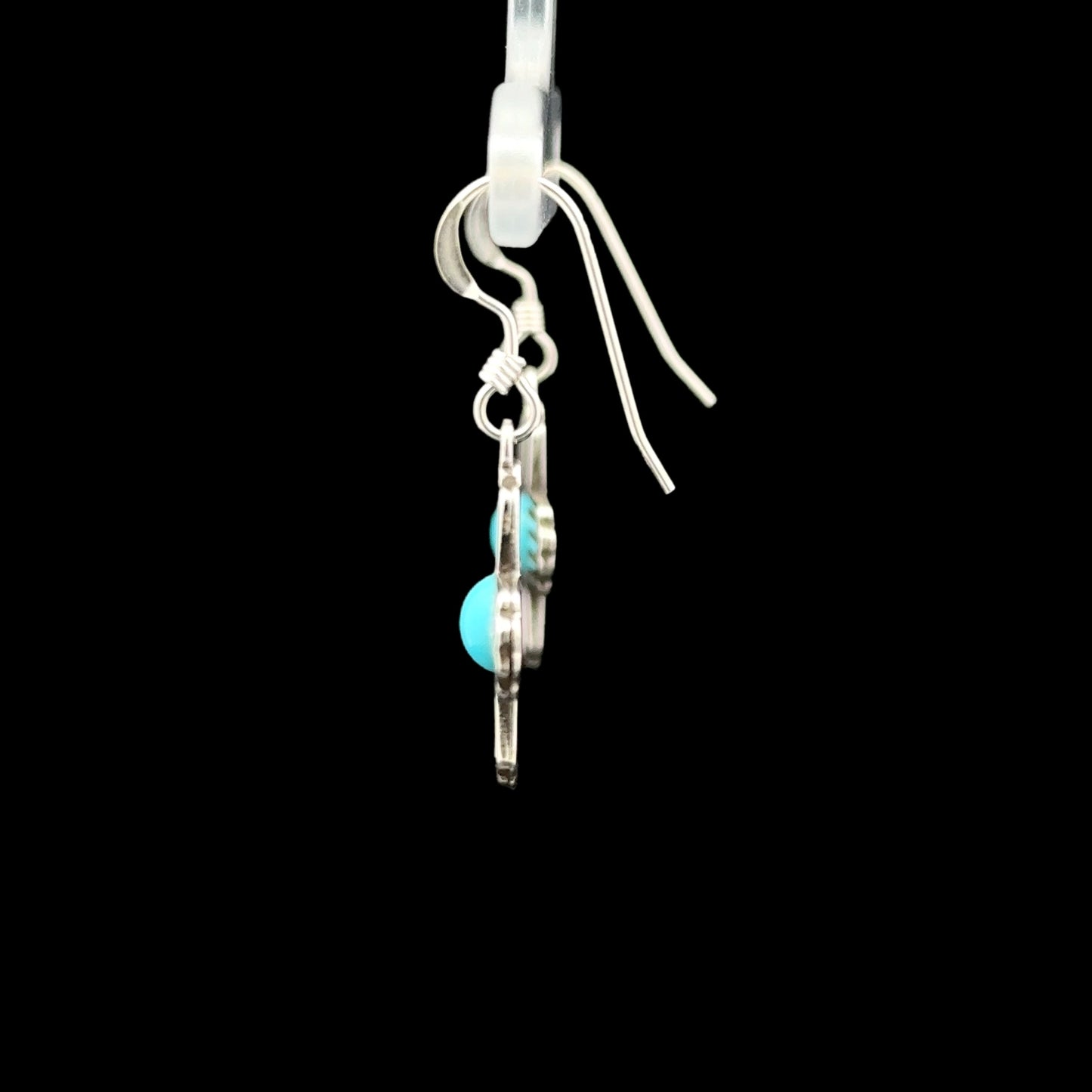 Sterling Silver Turquoise Zia Sun Dangle Earrings