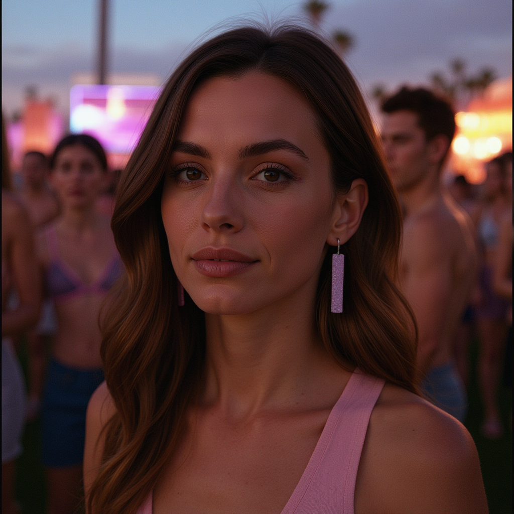 Lavender Pink Opal Bar Earring