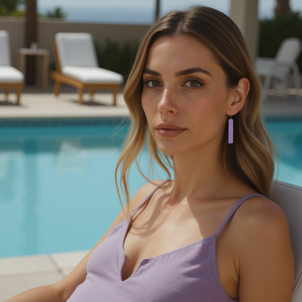 Lavender Pink Opal Bar Earring