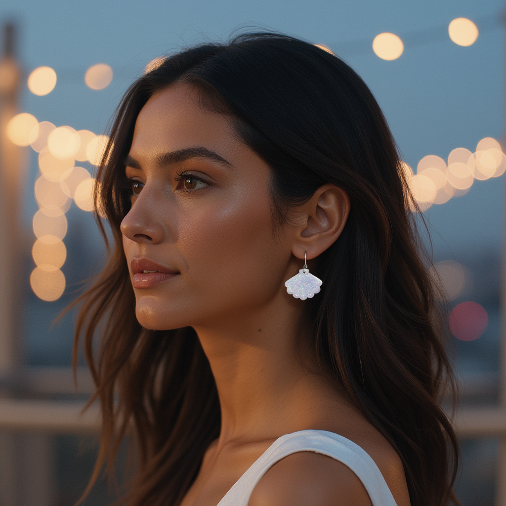 White Opal Sea Shell Earring