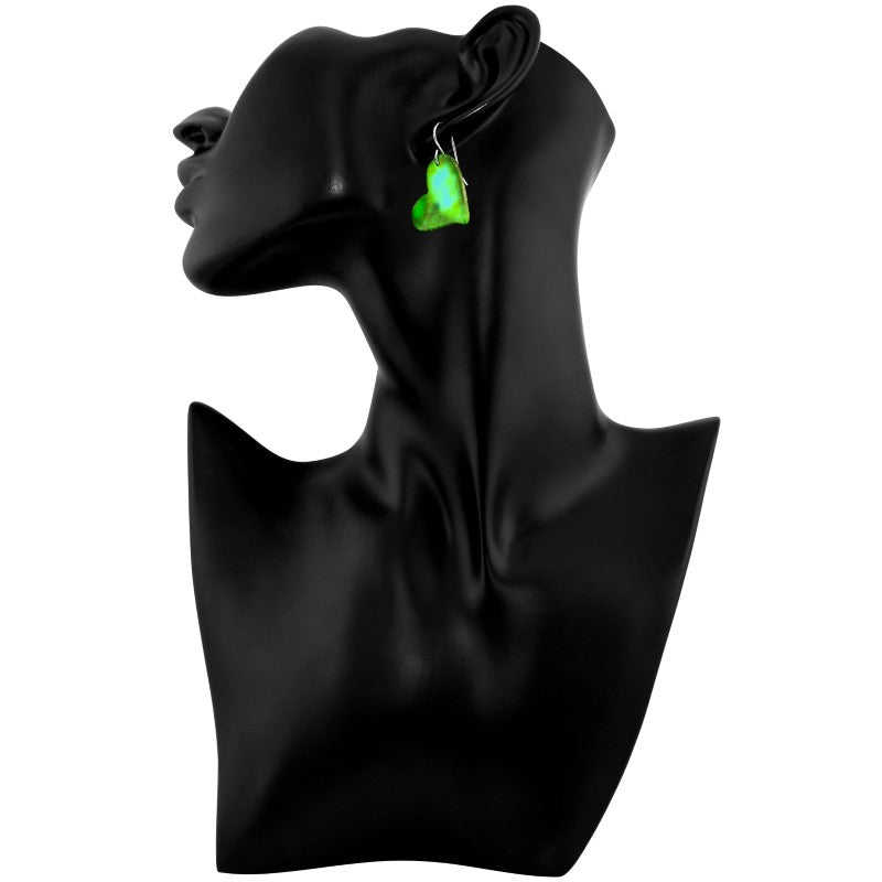 Green Turquoise Gibbsite Heart Earrings