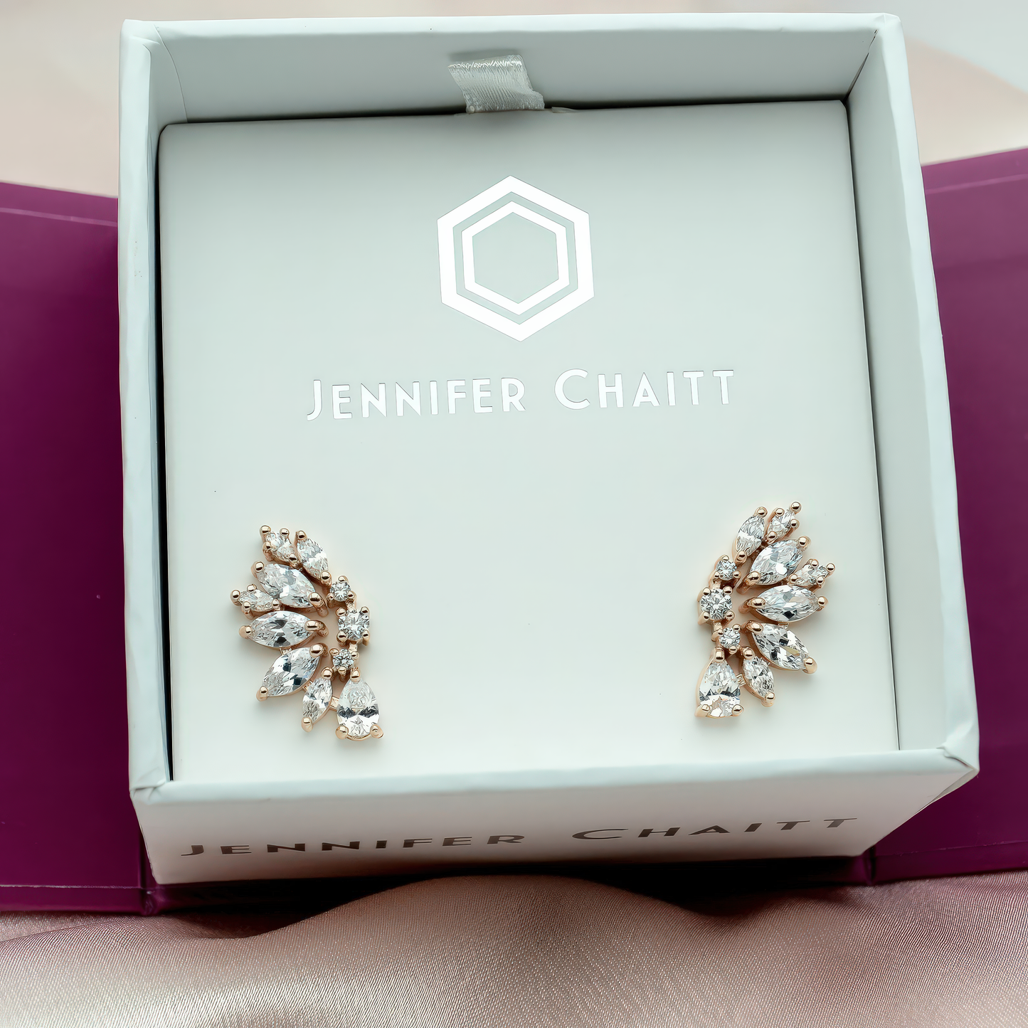 Rose Gold Crystal Wedding Earrings