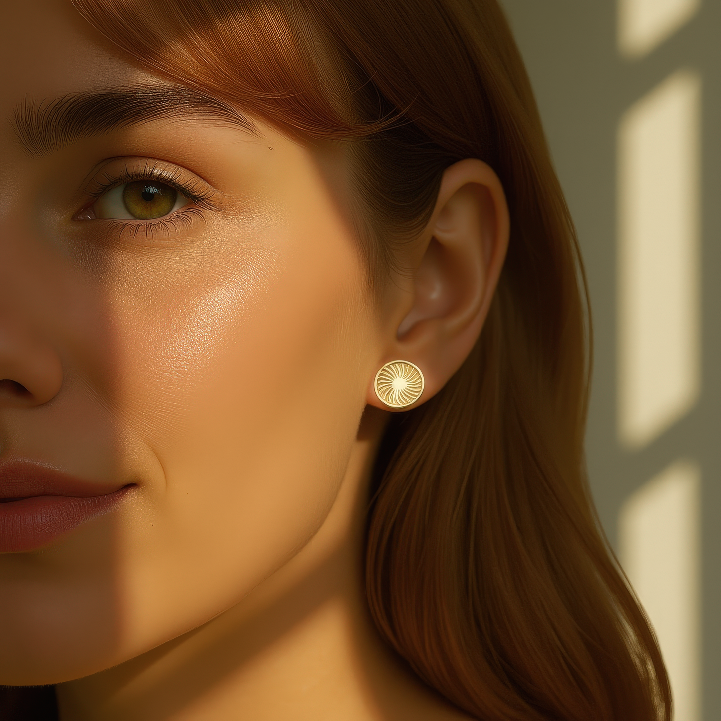 Gold Sunburst Stud Earrings